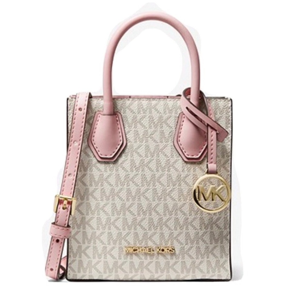 NEW Michael Kors Mercer Extra-Small Logo Leather Crossbody Bag Pink Luxuy